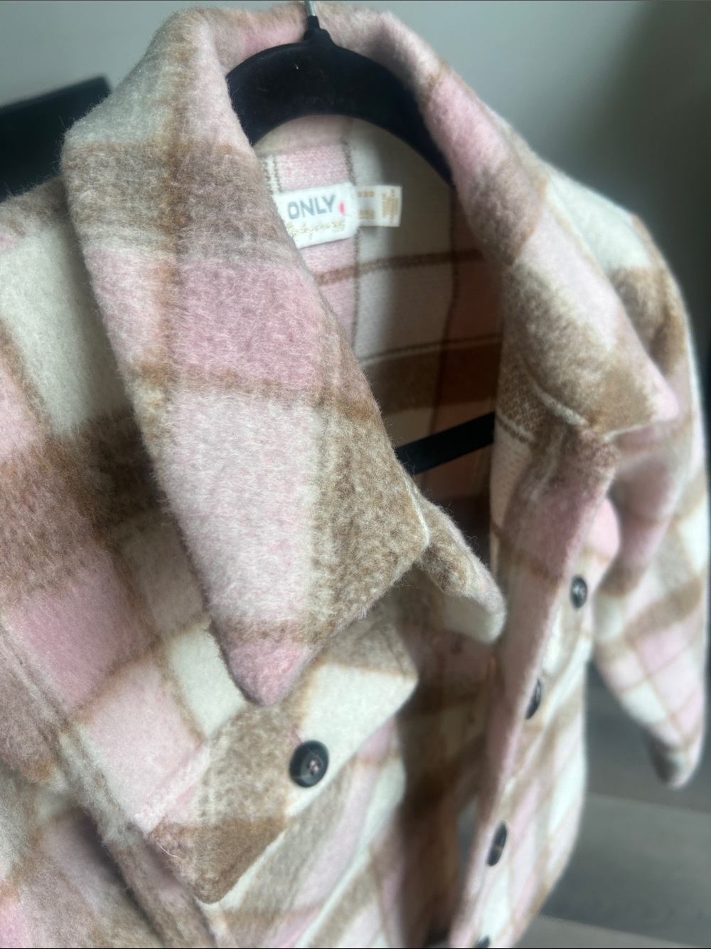 ONLY Lou Short Check Shacket Size M Plaid Button-Up Overshirt Jacket - Picture 14 of 15